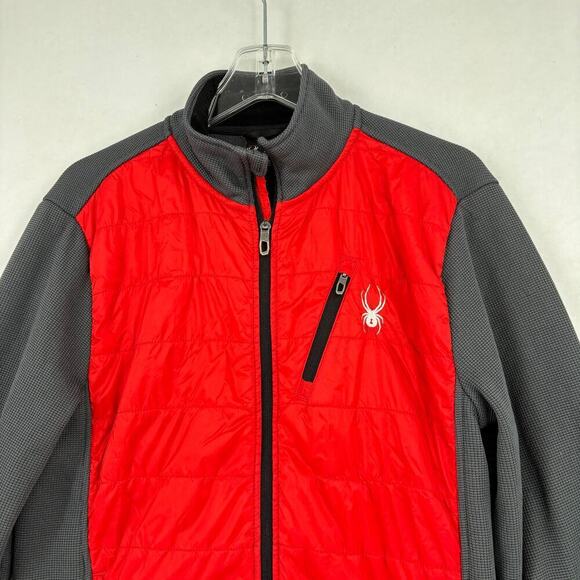Spyder Jacket Full Zip Quilted and Thermal Fleece Lined Red Gray Men's S - Picture 3 of 14